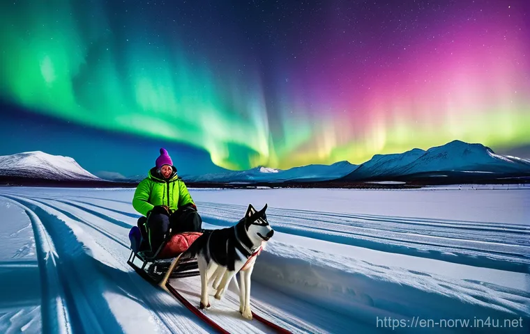 노르웨이에서 즐기는 겨울 스포츠 - **Prompt:** A serene, wide-angle shot of an adult person cross-country skiing along a well-groomed, ...