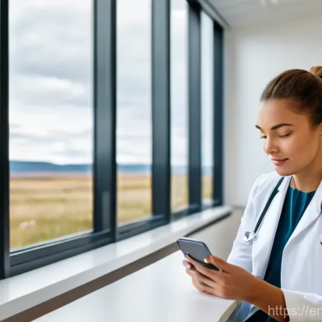 노르웨이 공공 의료 시스템 - **Prompt:** A diverse, casually dressed young adult (around 30s) sits comfortably in a brightly lit,...